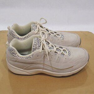 EASY SPIRIT 9M se Romy 25 Walking Shoes Natural/Leopard suede - like new!